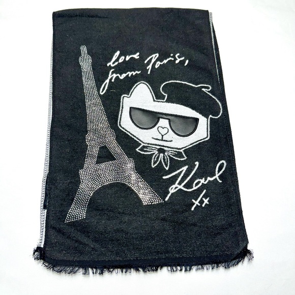 SCARF CHOUPETTE AND KRYSTAL EIFFEL MUFFLER SCARF Unisex black/grey embellished - Picture 4 of 13